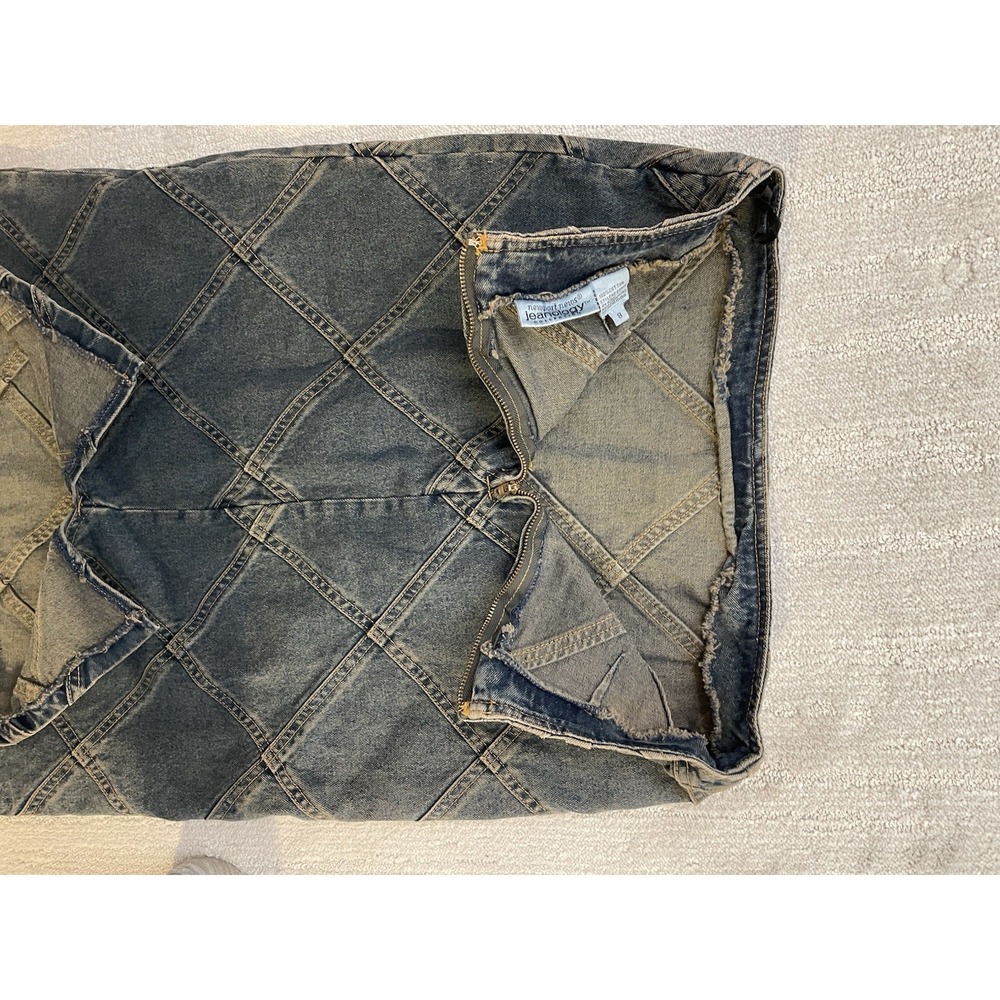 Newport News Jeanology Collection Denim Patch Skirt Jean Vintage Y2K Size 8 - Picture 7 of 7